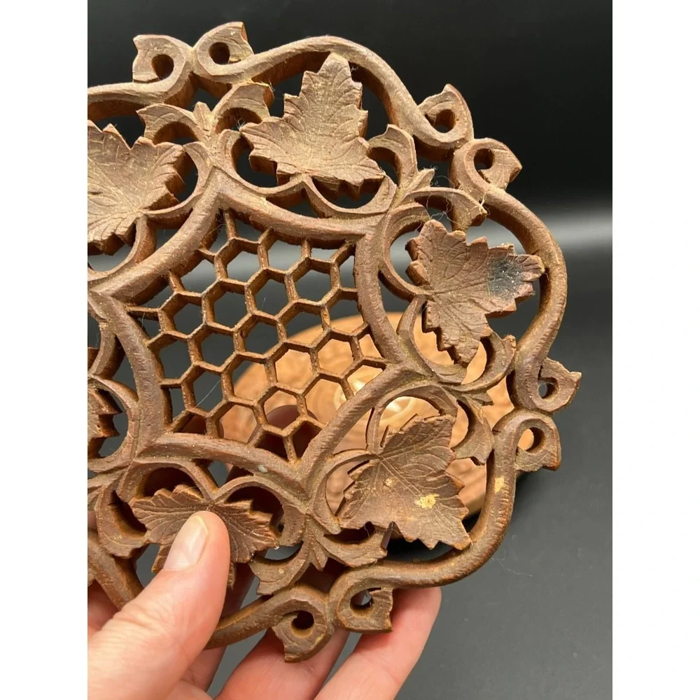 Handcrafted Round Wood Trivets Plant Stand ~ Set of 2 ~ India